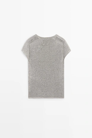 Купить Massimo Dutti Трикотажный свитер с коротким рукавом и деталями из нитей