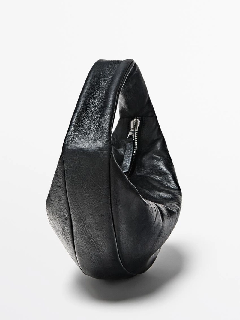 Сумка мини-полумесяц из кожи нубука