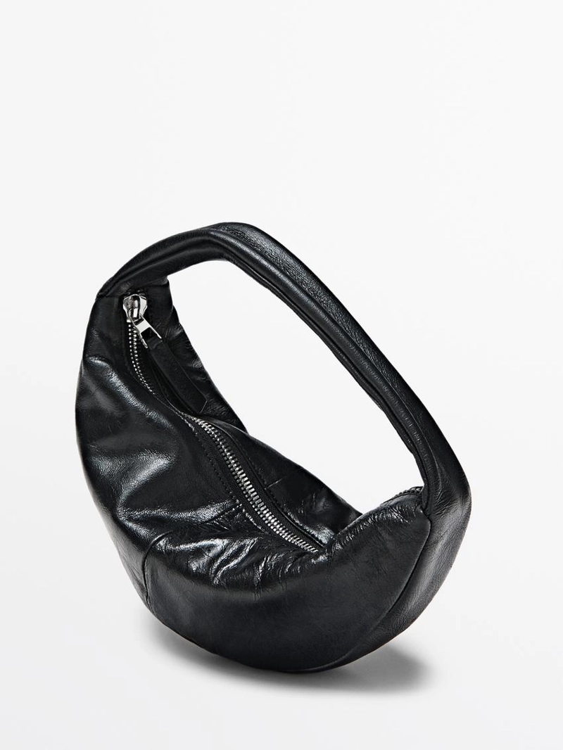 Сумка мини-полумесяц из кожи нубука