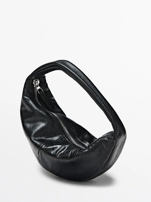 Купить Massimo Dutti Сумка мини-полумесяц из кожи нубука