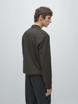 Поло с длинным рукавом и деталями из ребристого материала- Заказать в России