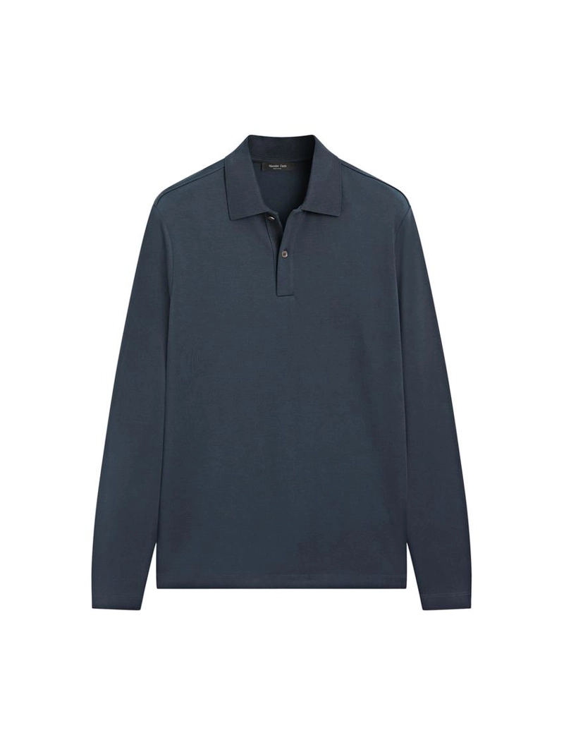 Поло с длинным рукавом и деталями из ребристого материала