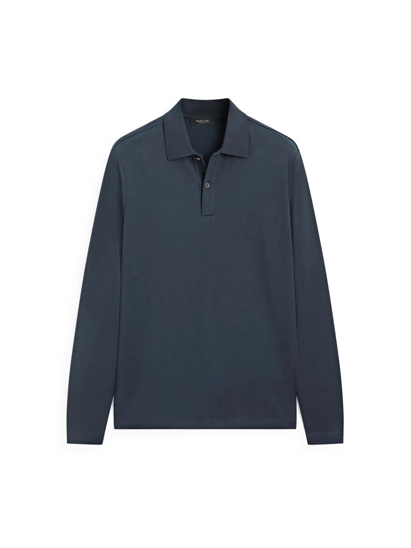 Поло с длинным рукавом и деталями из ребристого материала