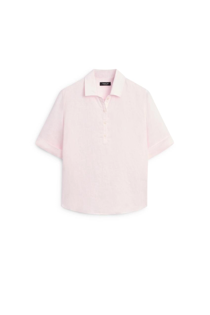 Блузка из льна с воротником-поло