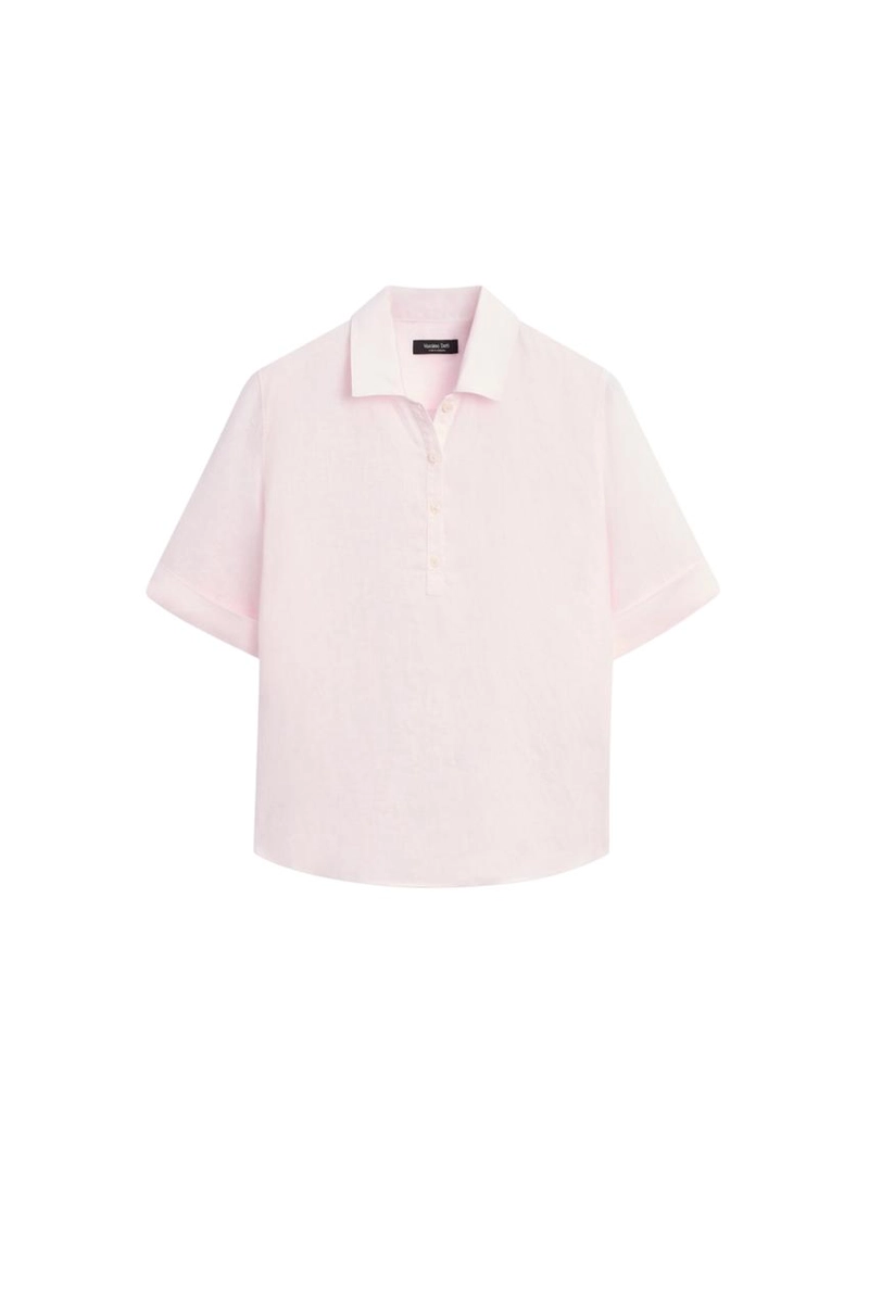 Блузка из льна с воротником-поло