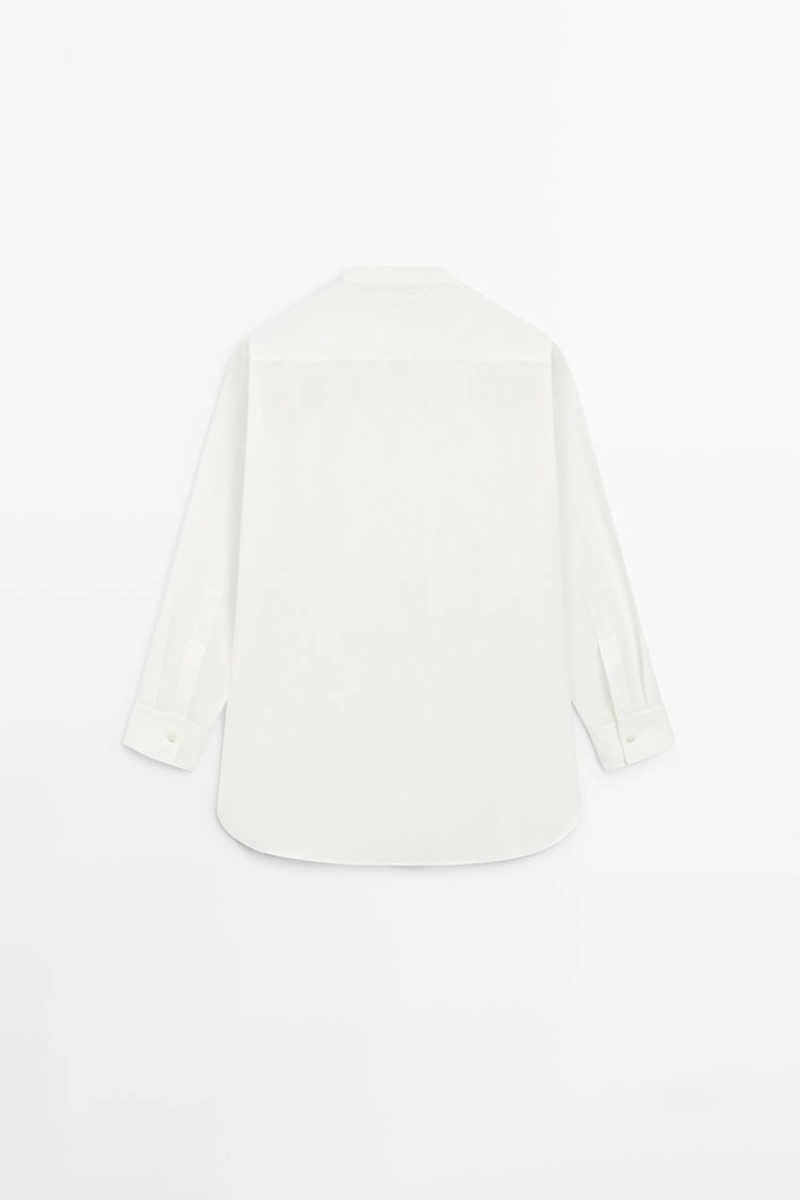 Рубашка из 100% хлопкового поплина с вышитым биб-образным воротником