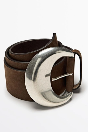 Купить Massimo Dutti Ремень из замши с деталями пряжки