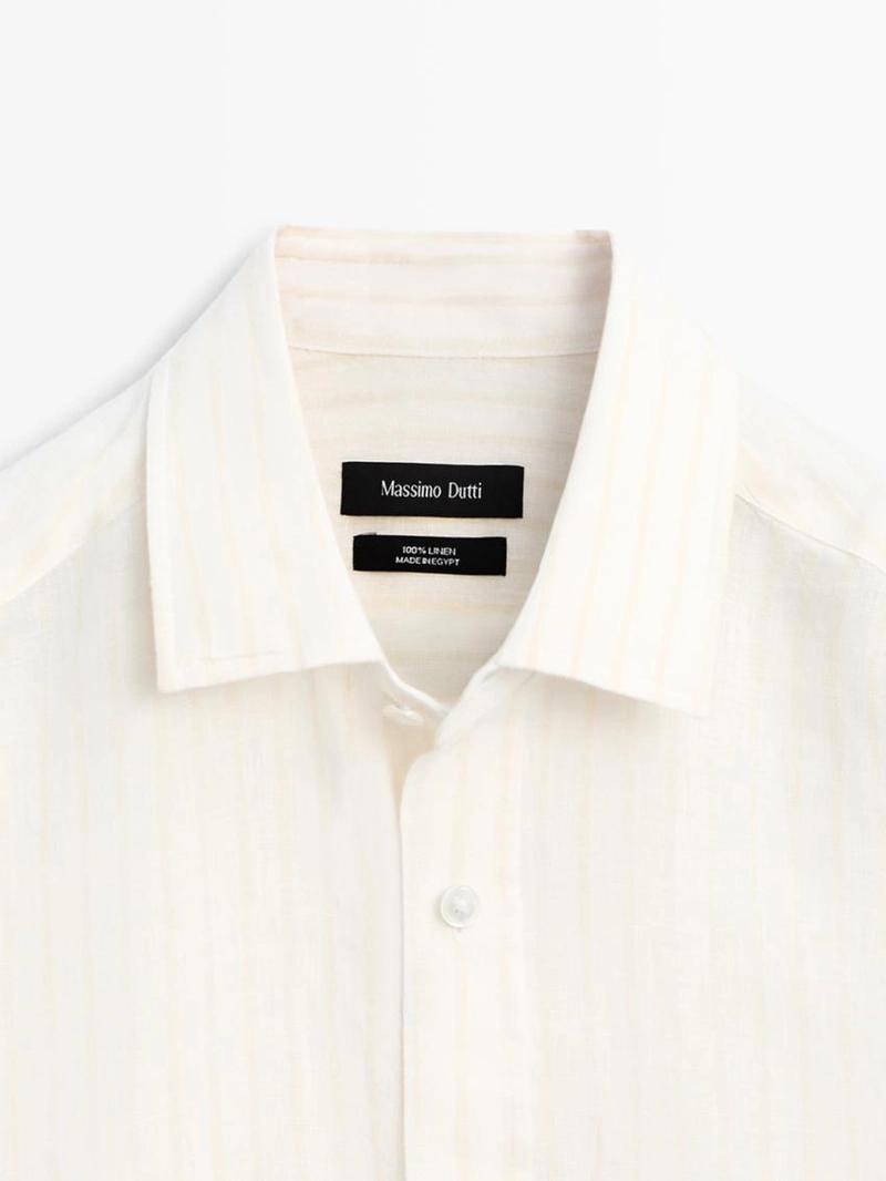 Рубашка из 100% льна с прекрасной полосатой отделкой