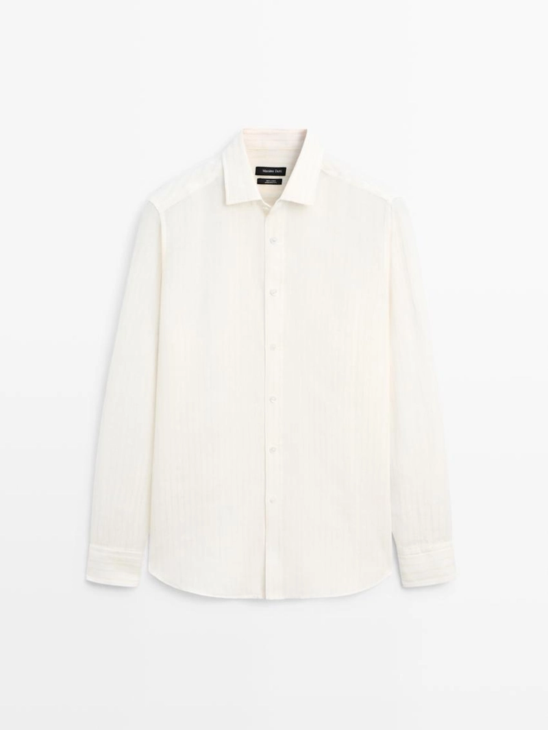 Рубашка из 100% льна с прекрасной полосатой отделкой