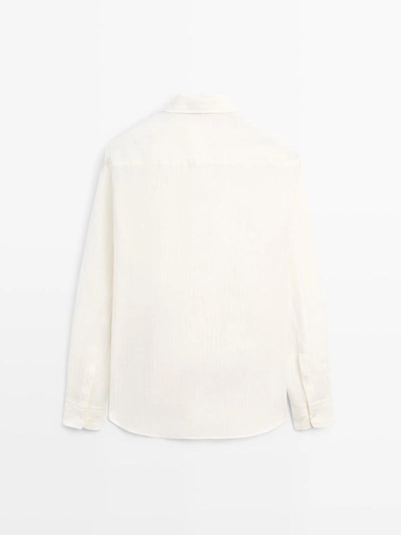 Рубашка из 100% льна с прекрасной полосатой отделкой