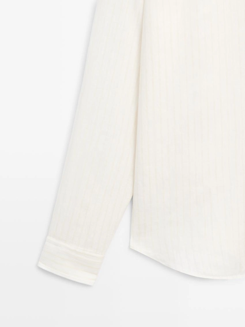 Рубашка из 100% льна с прекрасной полосатой отделкой