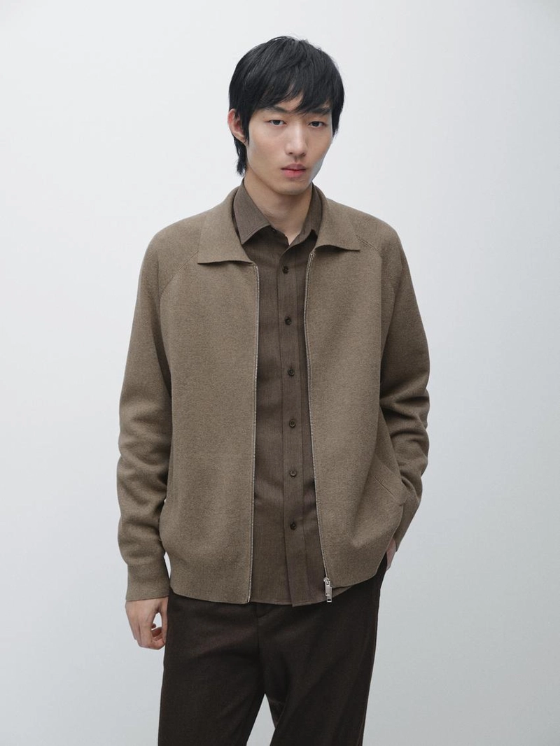 Кардиган с молнией из хлопкового микса