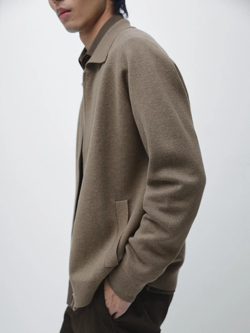 Кардиган с молнией из хлопкового микса