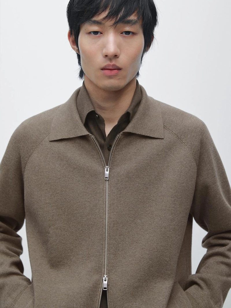 Кардиган с молнией из хлопкового микса