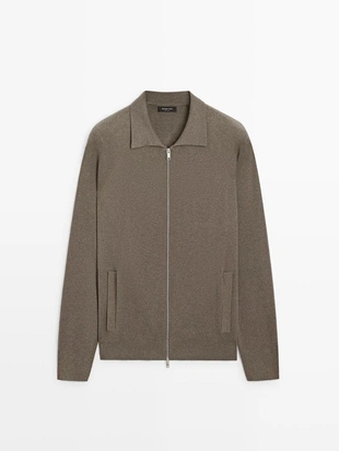 Кардиган с молнией из хлопкового микса- Заказать в России