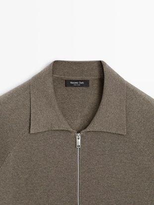 Кардиган с молнией из хлопкового микса- Заказать в России