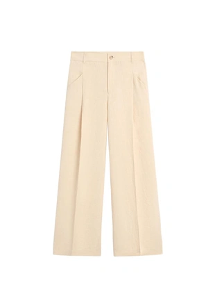 Широкие льняные брюки с карманами- Заказать в России