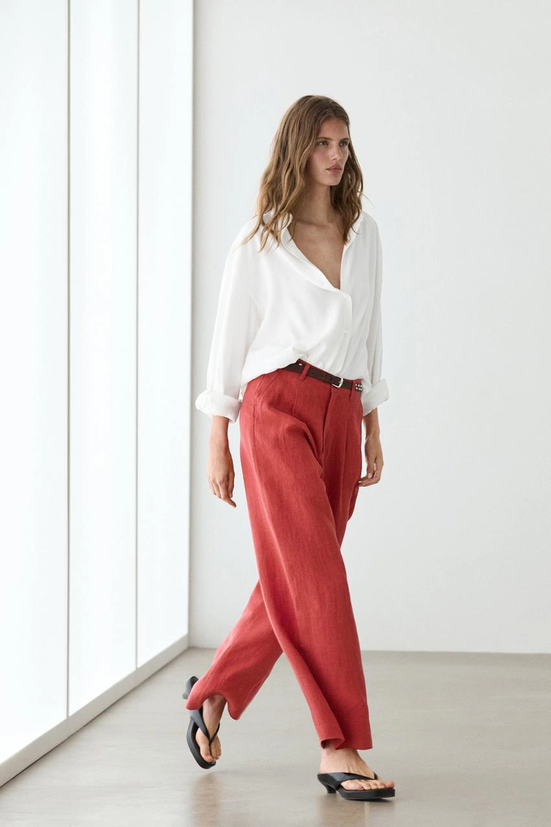 Брюки из льна свободного кроя