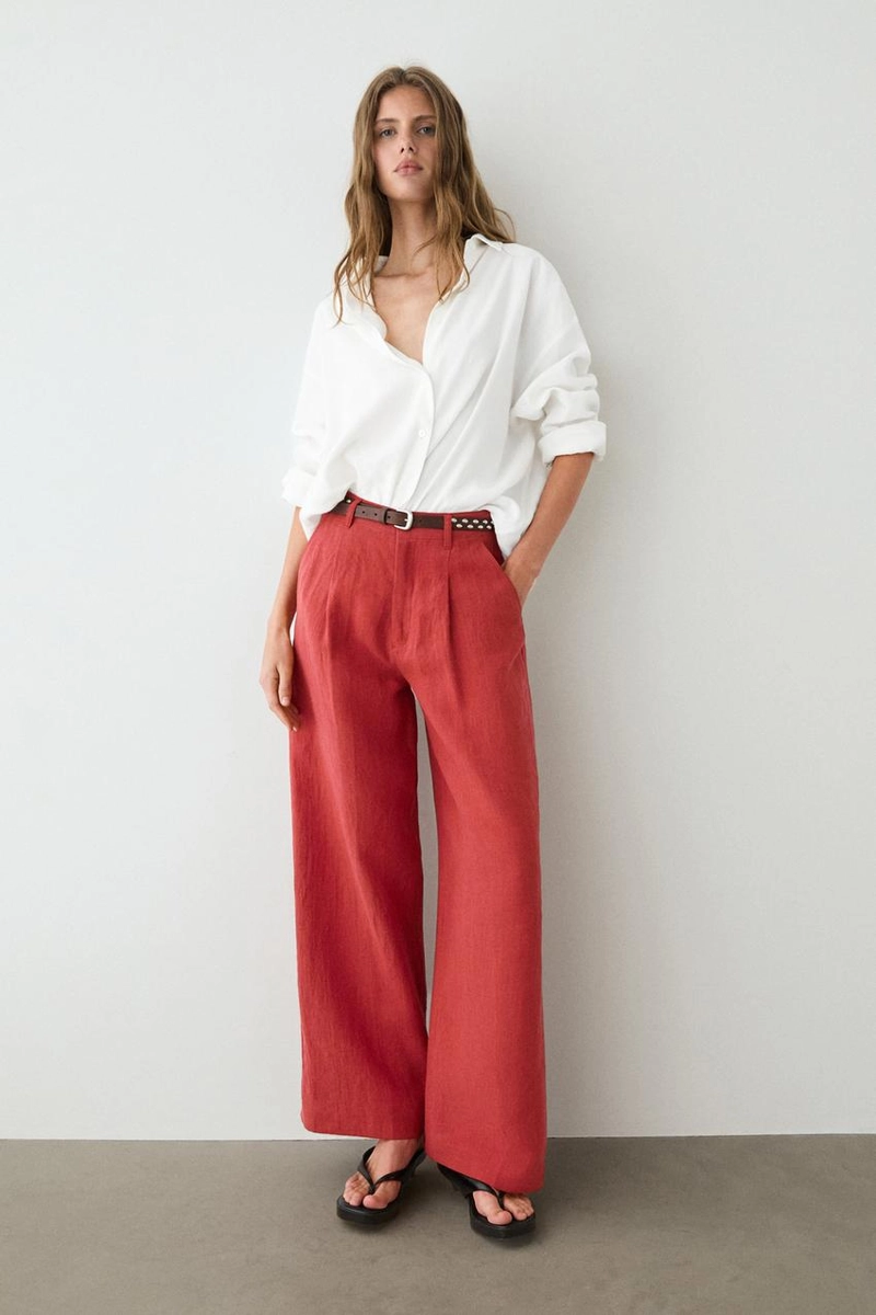 Брюки из льна свободного кроя