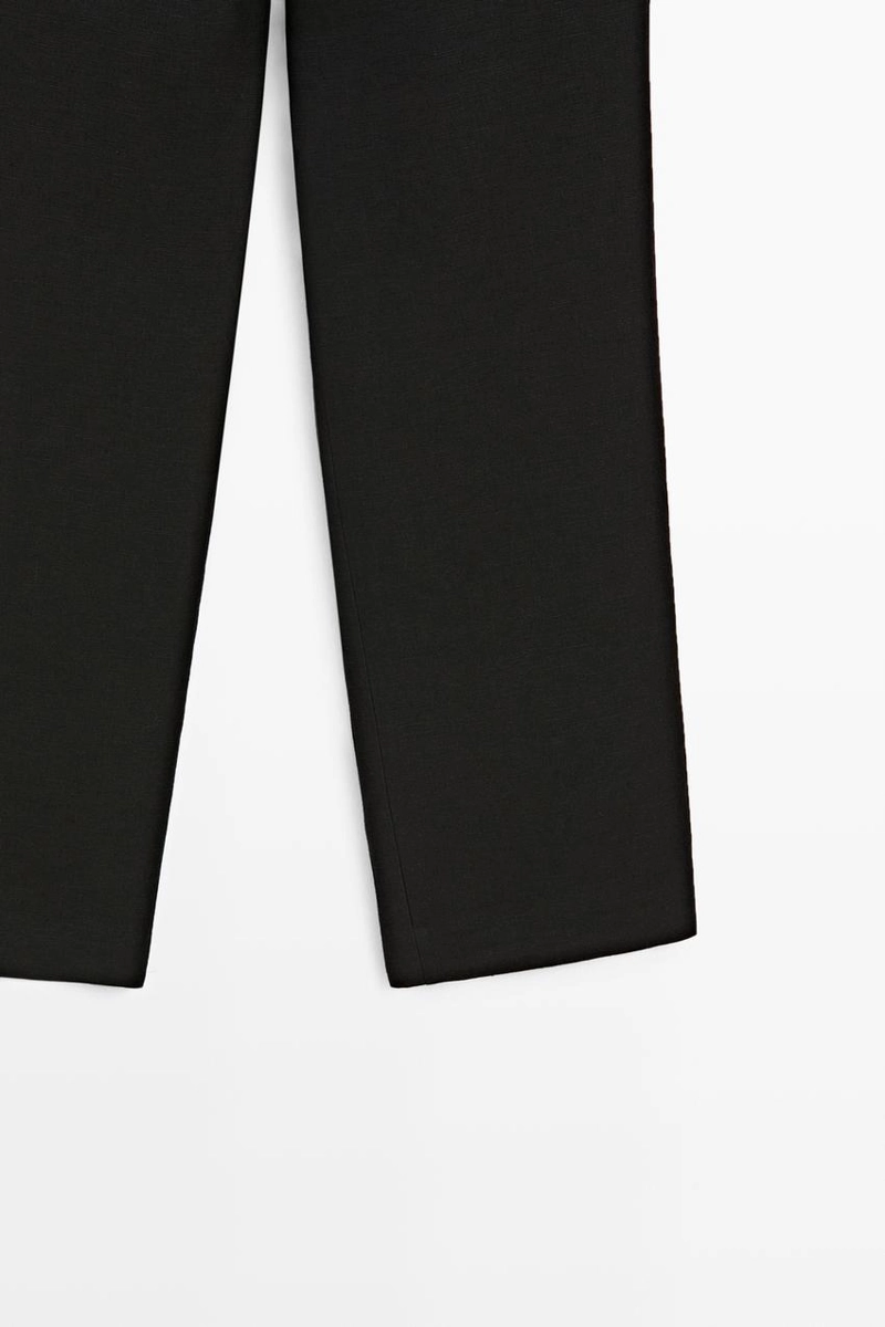 Прямые льняные брюки со свободным кроем