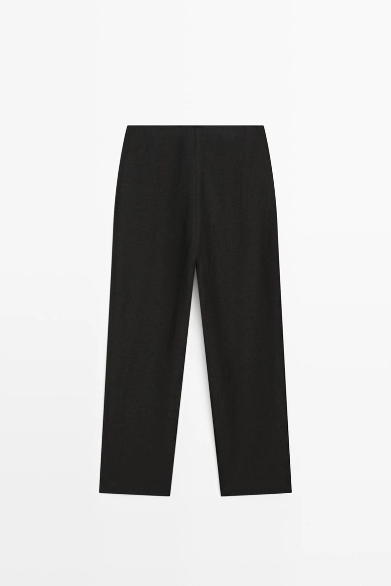 Прямые льняные брюки со свободным кроем