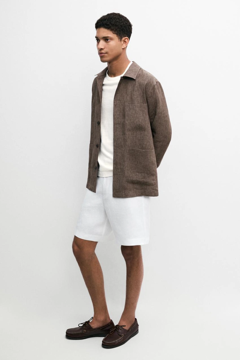 Шорты-бермуды из 100% льна