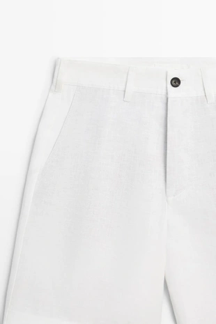 Шорты-бермуды из 100% льна- Заказать в России