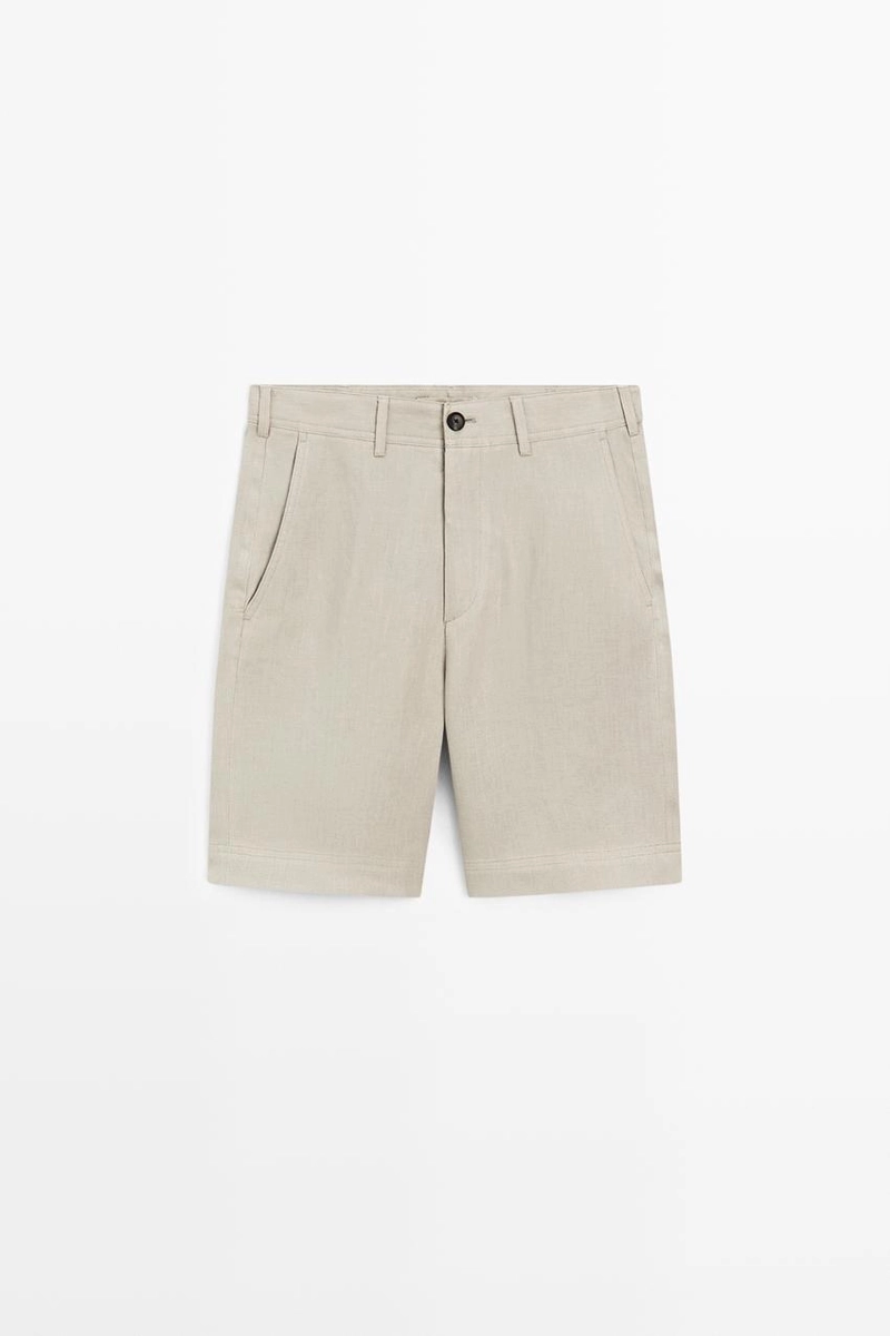 Шорты-бермуды из 100% льна