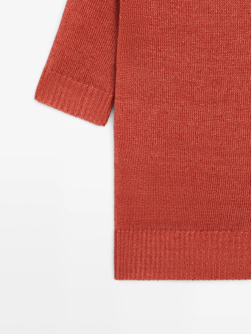 Пуловер с короткими рукавами из льняной пряжи