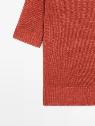 Пуловер с короткими рукавами из льняной пряжи- Заказать в России