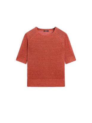 Пуловер с короткими рукавами из льняной пряжи- Заказать в России