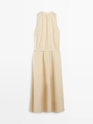 Платье миди из 100% хлопка с эластичным поясом- Заказать в России