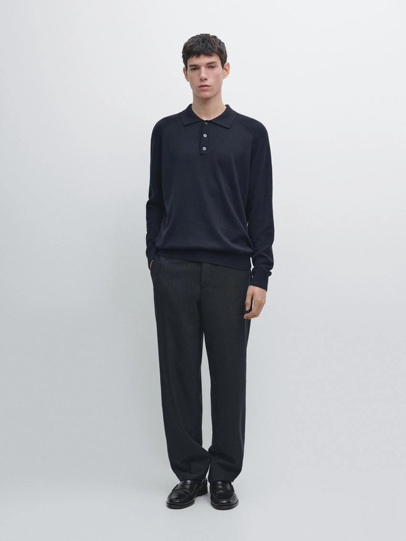 Поло-свитер из хлопкового микса