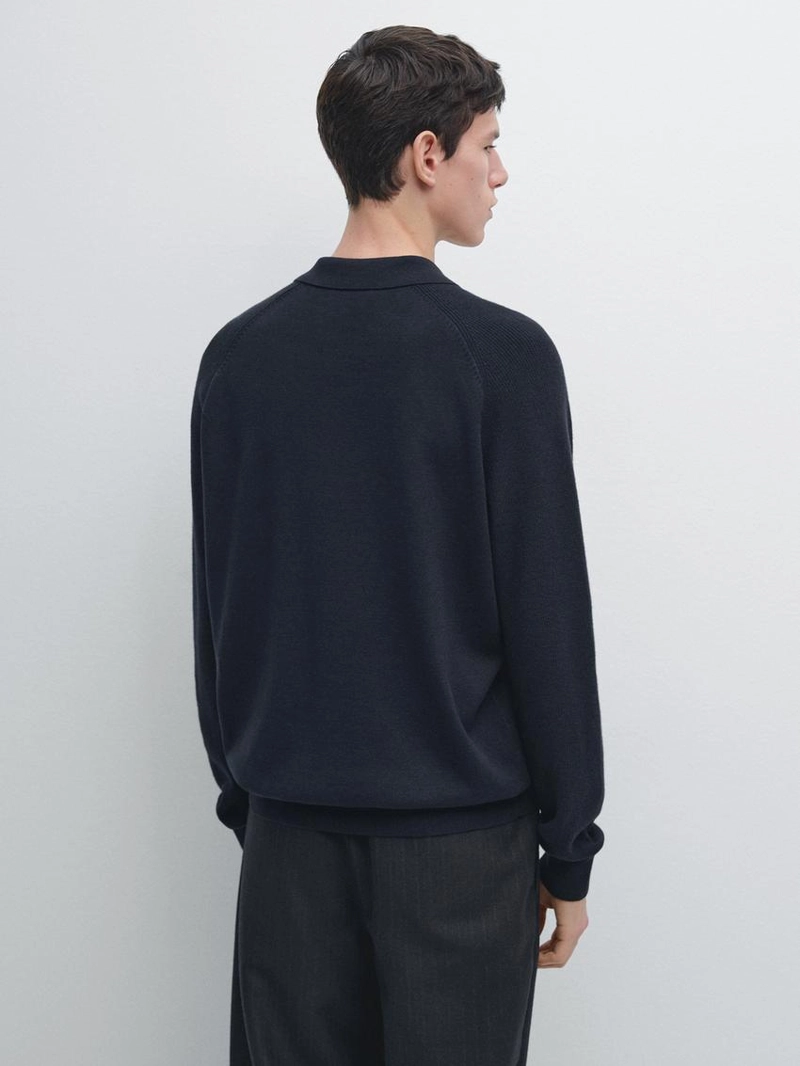 Поло-свитер из хлопкового микса