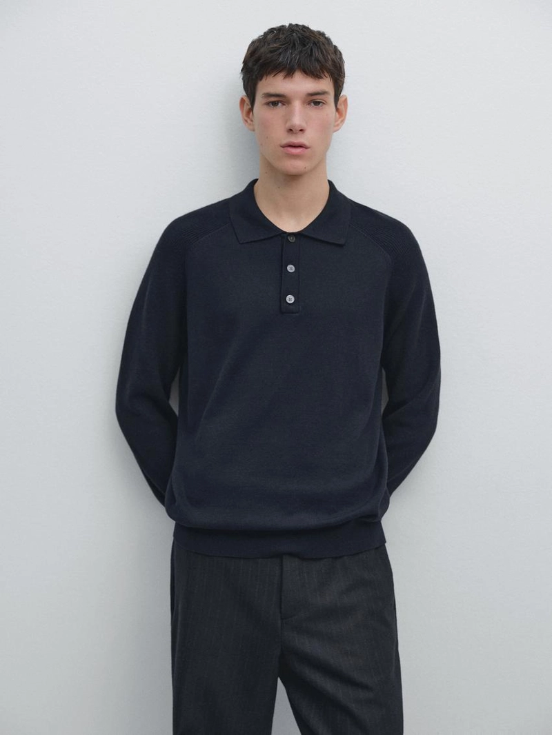 Поло-свитер из хлопкового микса