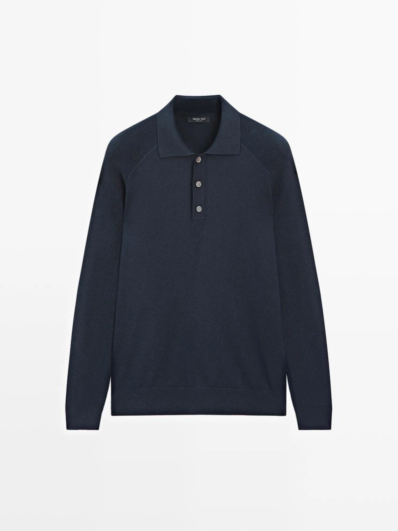 Поло-свитер из хлопкового микса