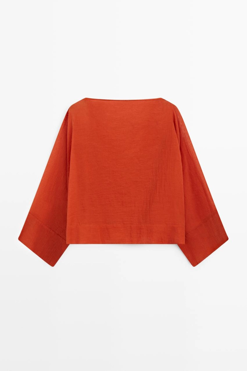 Рубашка из мягкого 100% хлопка с объемными рукавами