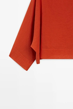 Рубашка из мягкого 100% хлопка с объемными рукавами- Заказать в России