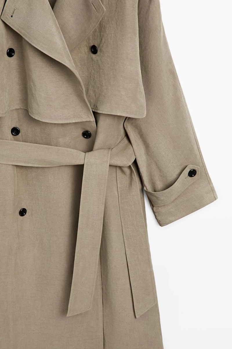 Пальто-тренч из льняной смеси с деталями пояса