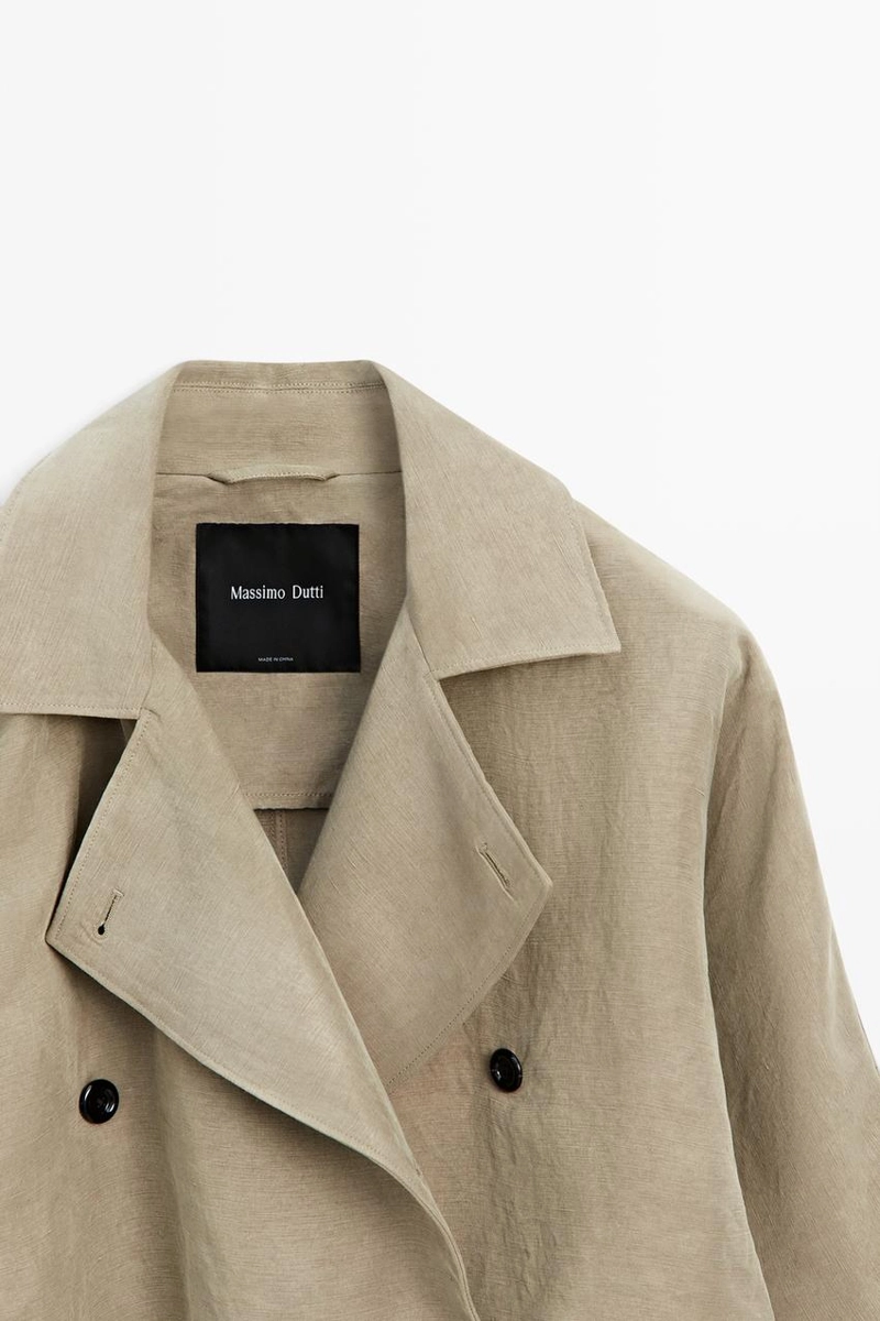 Пальто-тренч из льняной смеси с деталями пояса