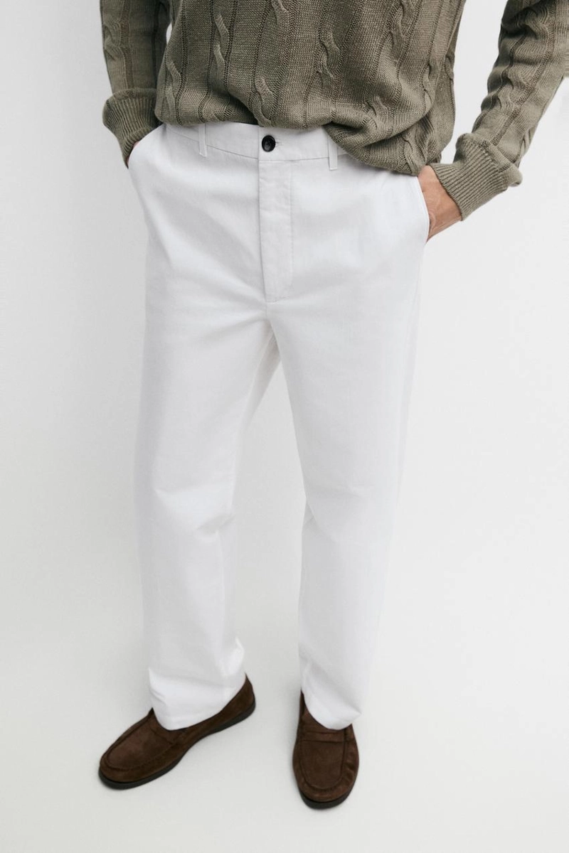 Хлопковые и льняные брюки в стиле баррель