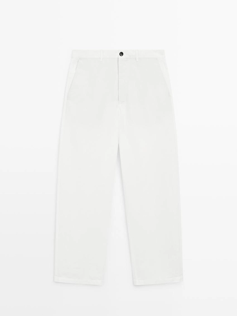 Хлопковые и льняные брюки в стиле баррель