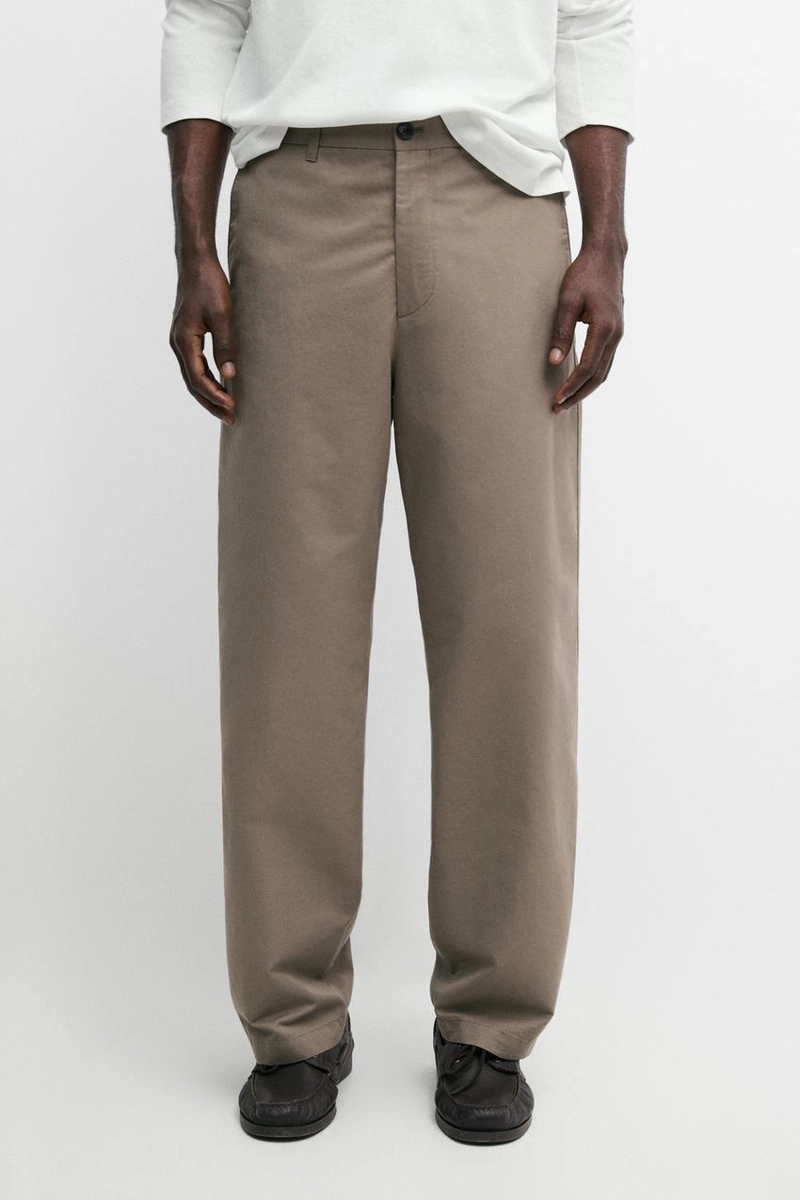 Брюки чино из хлопка и льна с посадкой бочонок