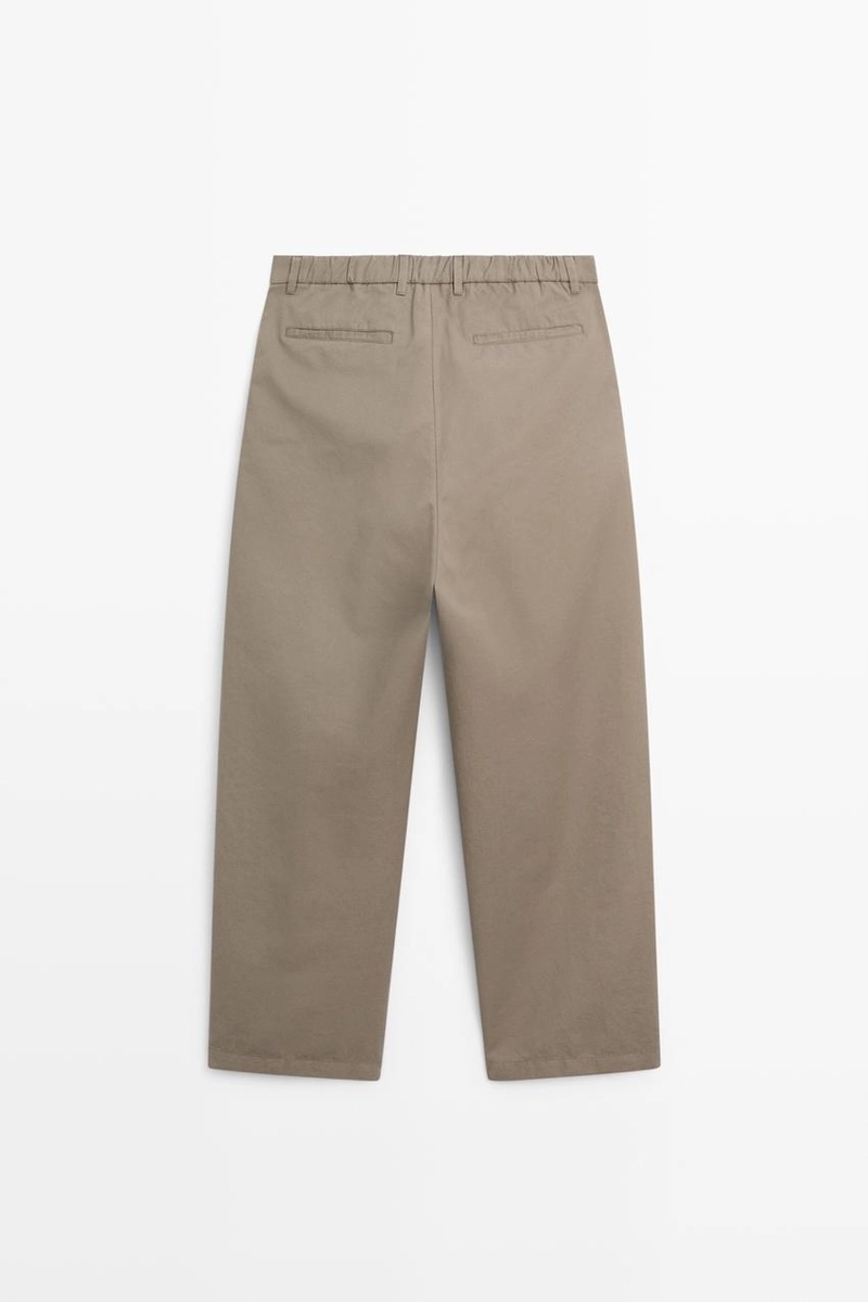 Брюки чино из хлопка и льна с посадкой бочонок