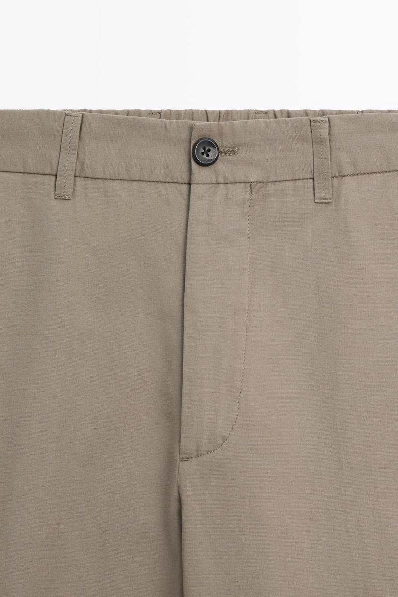 Брюки чино из хлопка и льна с посадкой бочонок