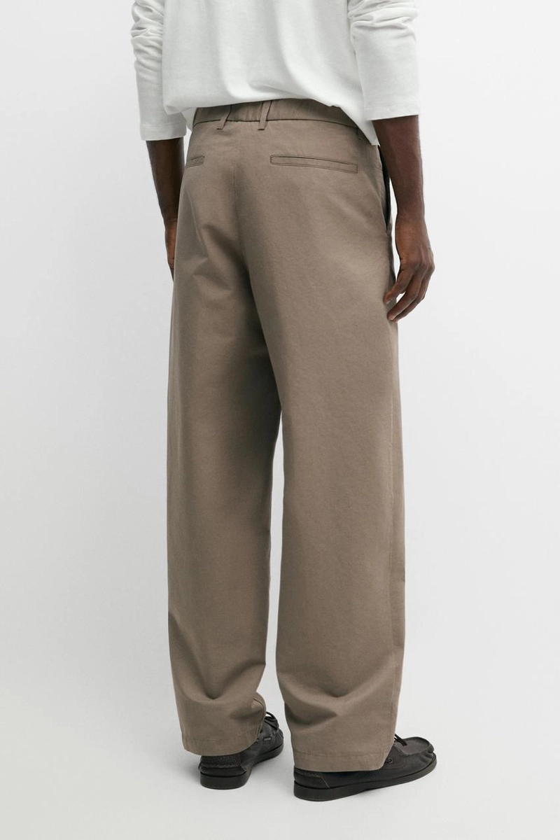 Брюки чино из хлопка и льна с посадкой бочонок