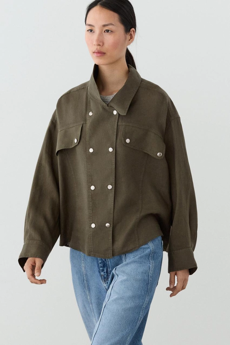 Рубашка из 100% льна с деталями на кнопках