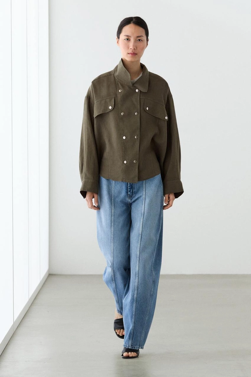 Рубашка из 100% льна с деталями на кнопках