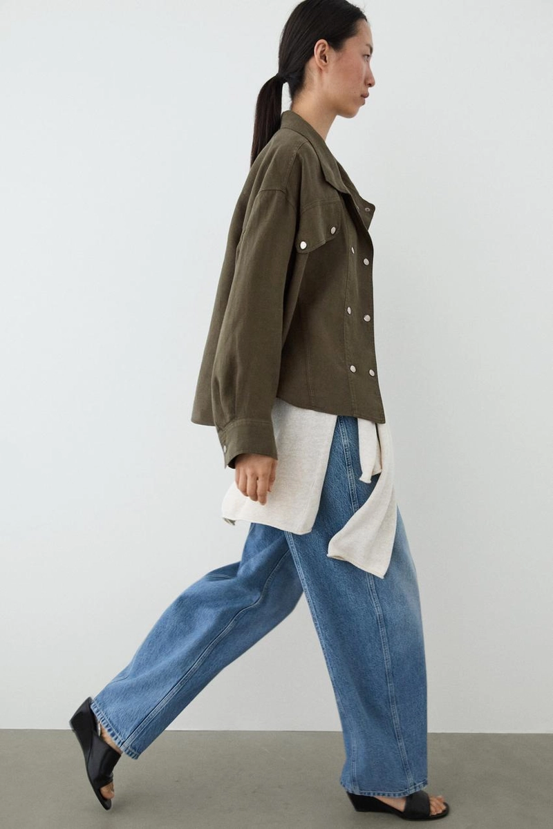 Рубашка из 100% льна с деталями на кнопках