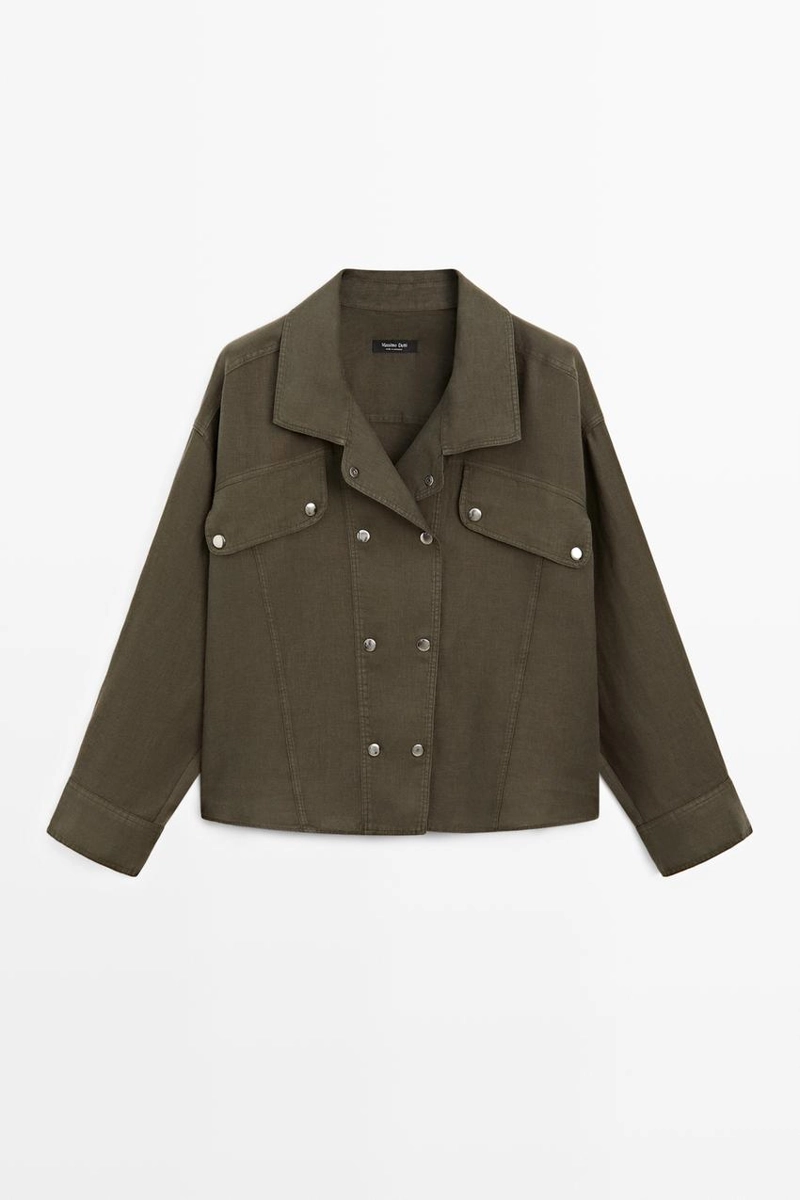 Рубашка из 100% льна с деталями на кнопках